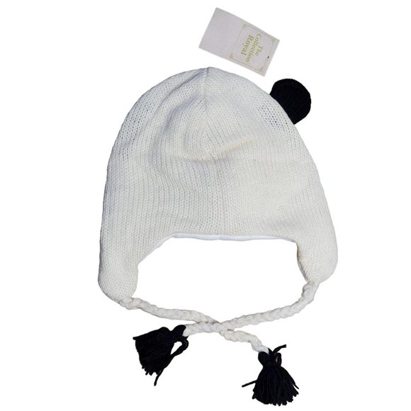 Wool Hat Panda Design One Size White/Black - Picture 2 of 7